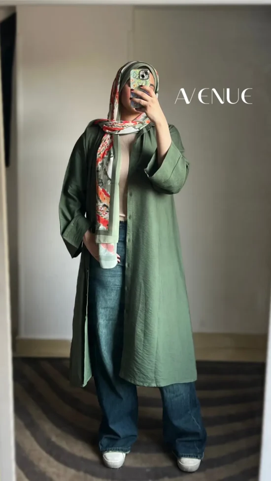 ⁦Long Linen Shirt⁩ - الصورة ⁦2⁩